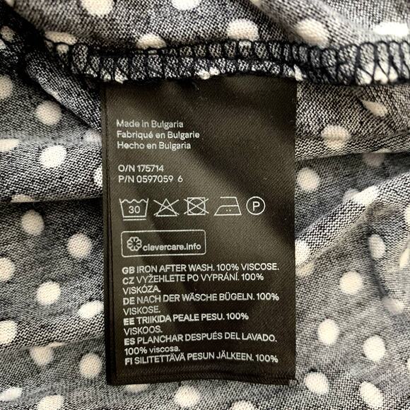 H&M Polka Dot Top Ruffle Flutter Long Sleeve Flounced Top Shirt S Blue White - Picture 6 of 7